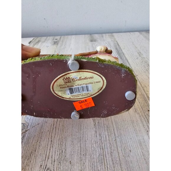 Transpac glitter bunny rabbit Easter figurine statue decor cart chick bird eggs - Picture 8 of 8